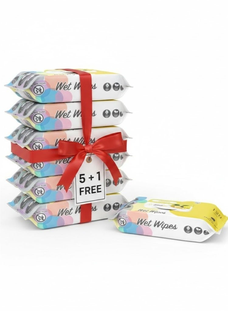 Globalstar Lemon Wet Wipes – 120pcs x 6, Alcohol-Free Moist Towelettes for Gentle Skin Care - Image 1